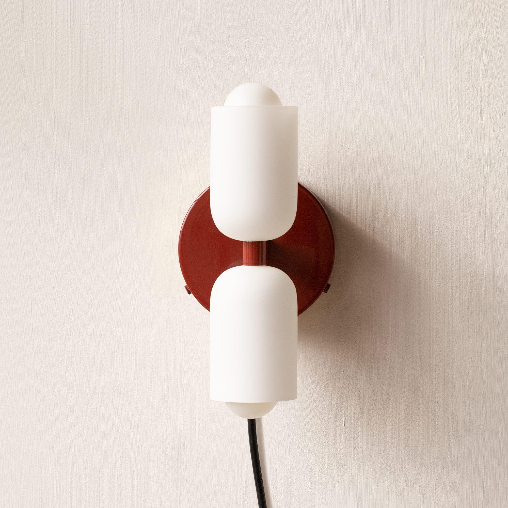 Vintage 2-Light Glass Wall Sconce with Round Backplate
