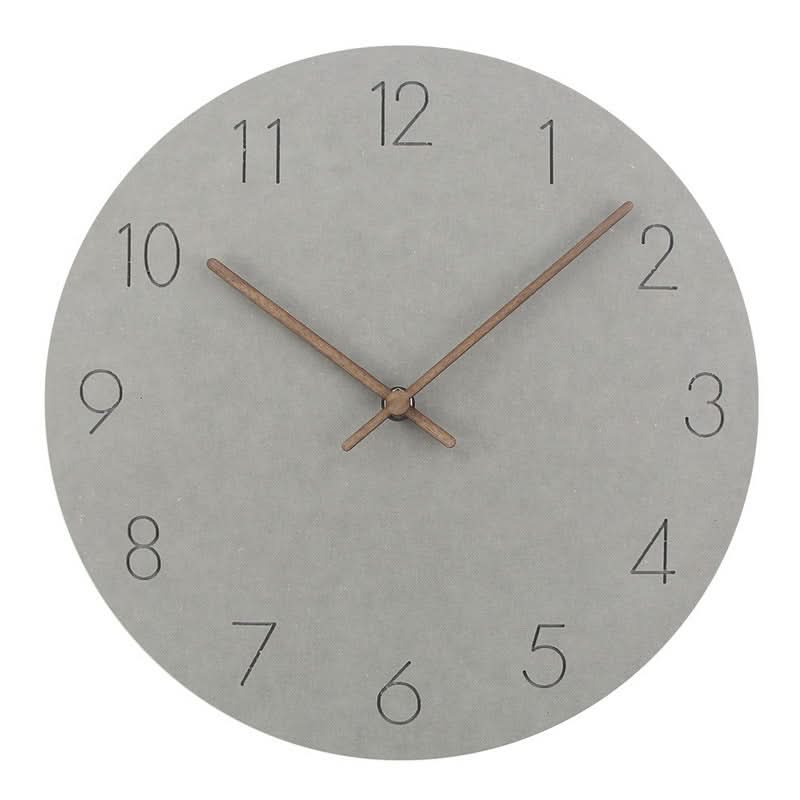 Silent Nordic Wall Clock Minimalist MDF Round Clock with Walnut Wood Hands Non-Ticking Modern Decor for Living Room Kitchen and Office