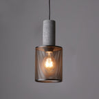Industrial Wrought Iron Concrete Pendant Light With Warm LED Glow in Model C Ø4.7" x H10.2" (Ø12 x H26 cm) — Harbor Light Co.