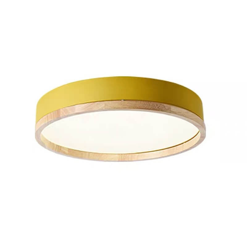 Scandinavian Wood Flush Mount Ceiling Light for Living Room in Yellow — Harbor Light Co.