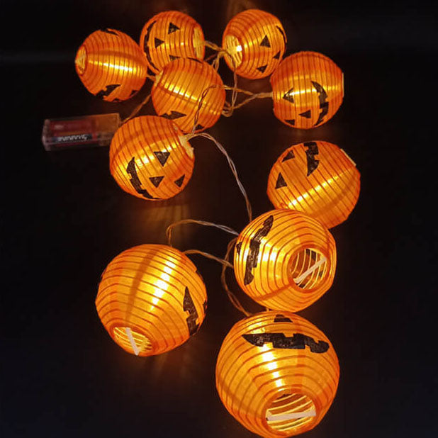 Halloween Pumpkin Lantern String Lights Outdoor Waterproof LED Decorative Jack-O-Lantern Light String for Porch Yard and Party