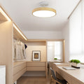 Japanese Style Wood Semi Flush Mount Ceiling Light with Brass Canopy