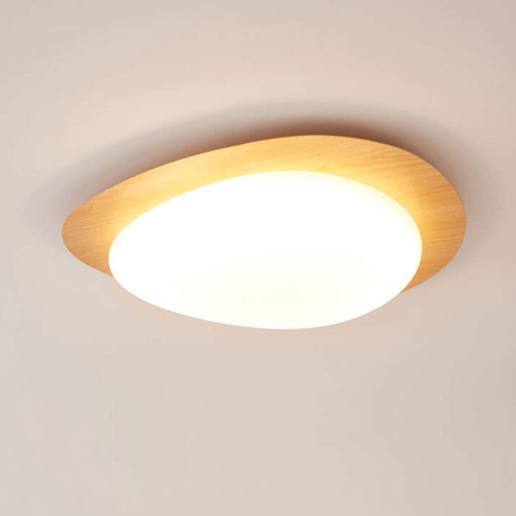 Modern Wood Flush Mount Ceiling Light With Stepless Remote Dimming in Wood Grain — Harbor Light Co.