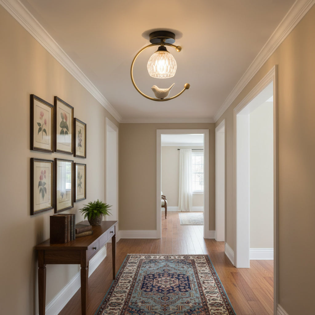 Modern Brass Semi-Flush Ceiling Light for Living Room — Harbor Light Co.