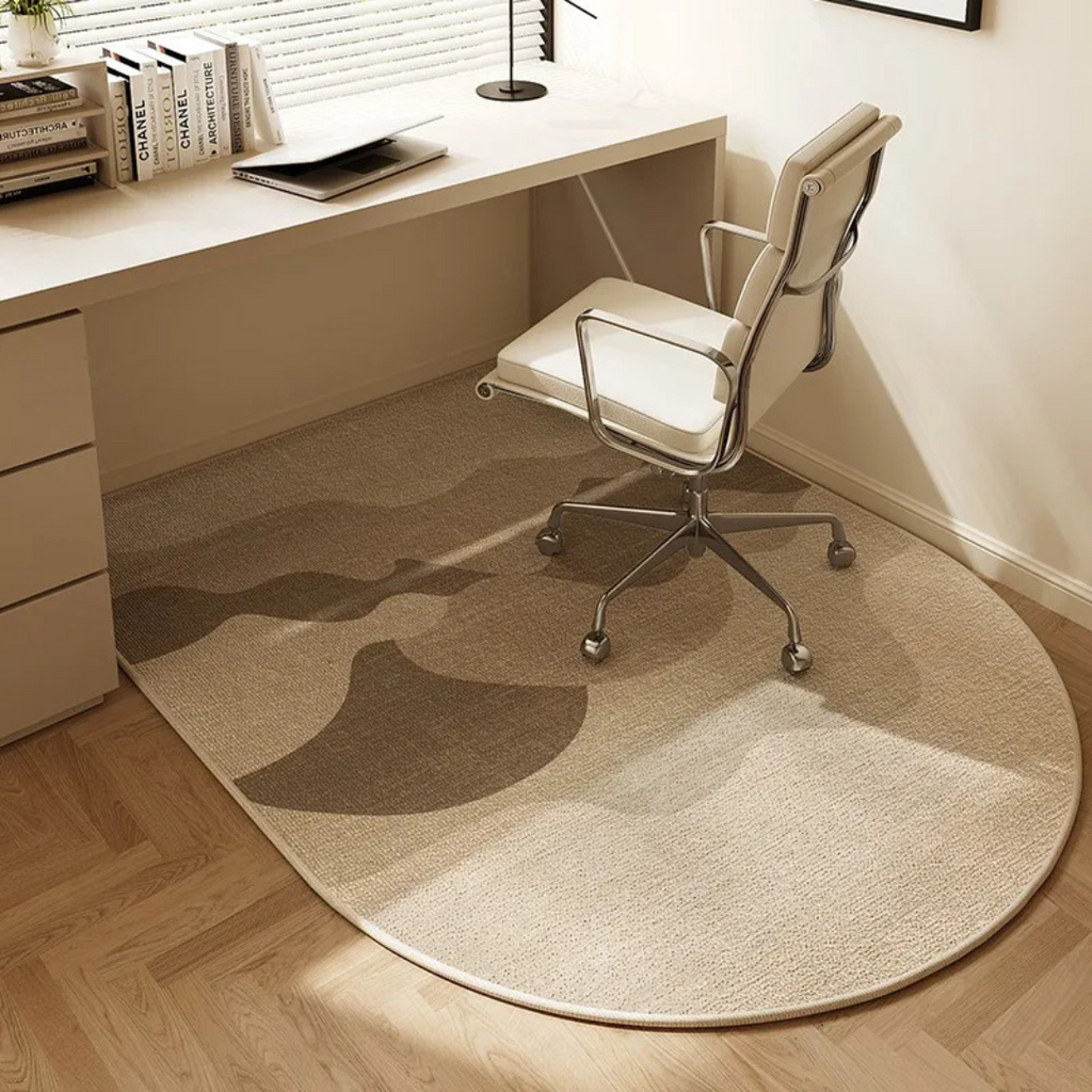 Office Chair Mat for Hardwood Floors Non-Slip Semi Round Desk Chair Rug Polyester Floor Protector for Home Office and Gaming