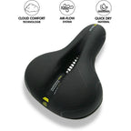 Wide Bike Seat with Memory Foam Padding Gel Shock Absorbing Bicycle Saddle Breathable Comfort Cushion for City and Trekking Bikes