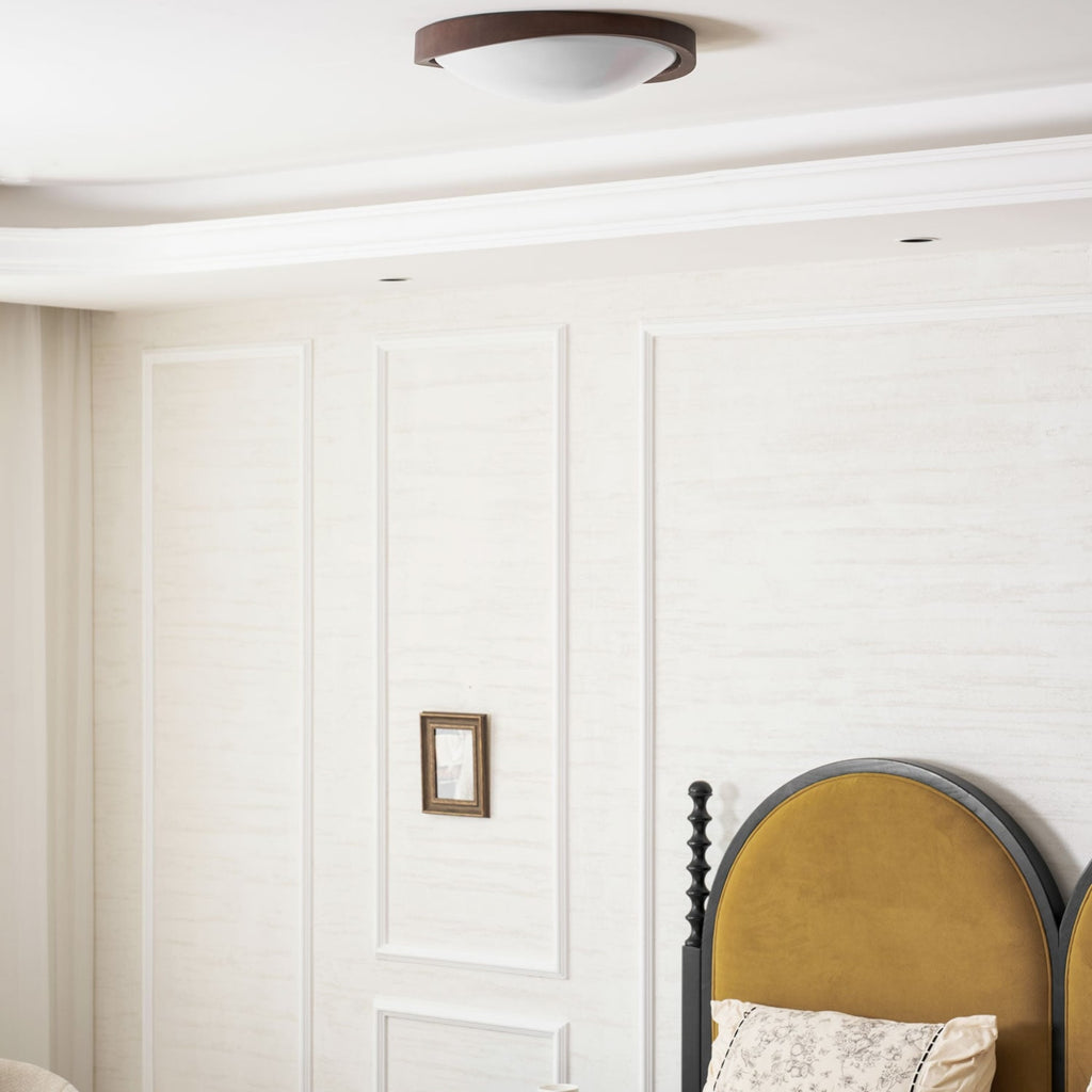 Modern Wood Flush Mount Ceiling Light With Tri-Color Glow — Harbor Light Co.