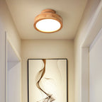 Round Wood Flush Mount Ceiling Light with LED Light