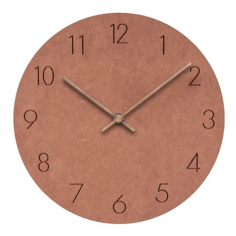 Silent Nordic Wall Clock Minimalist MDF Round Clock with Walnut Wood Hands Non-Ticking Modern Decor for Living Room Kitchen and Office