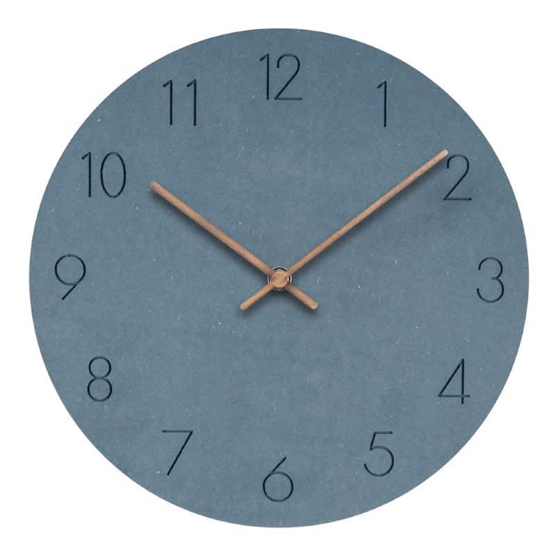Silent Nordic Wall Clock Minimalist MDF Round Clock with Walnut Wood Hands Non-Ticking Modern Decor for Living Room Kitchen and Office
