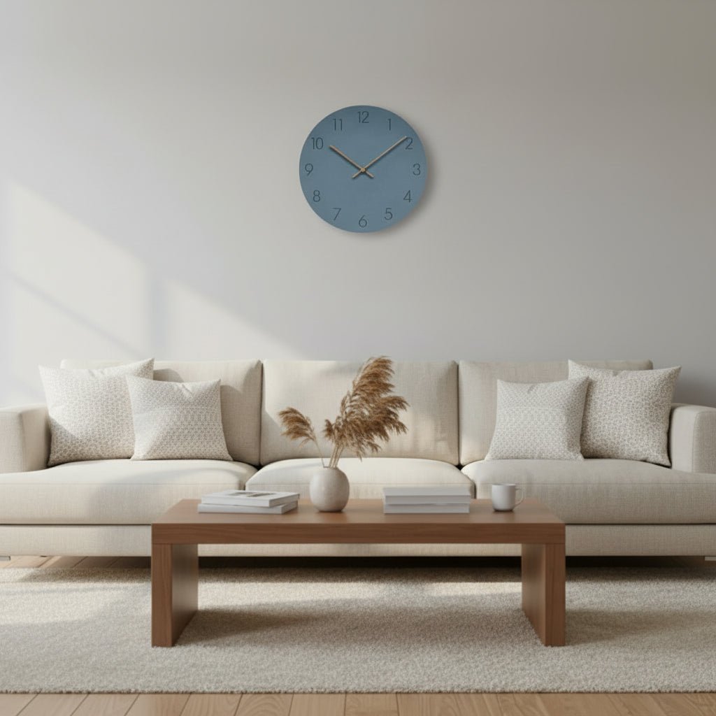 Silent Nordic Wall Clock Minimalist MDF Round Clock with Walnut Wood Hands Non-Ticking Modern Decor for Living Room Kitchen and Office