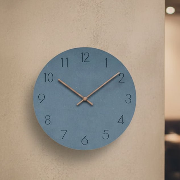Silent Nordic Wall Clock Minimalist MDF Round Clock with Walnut Wood Hands Non-Ticking Modern Decor for Living Room Kitchen and Office