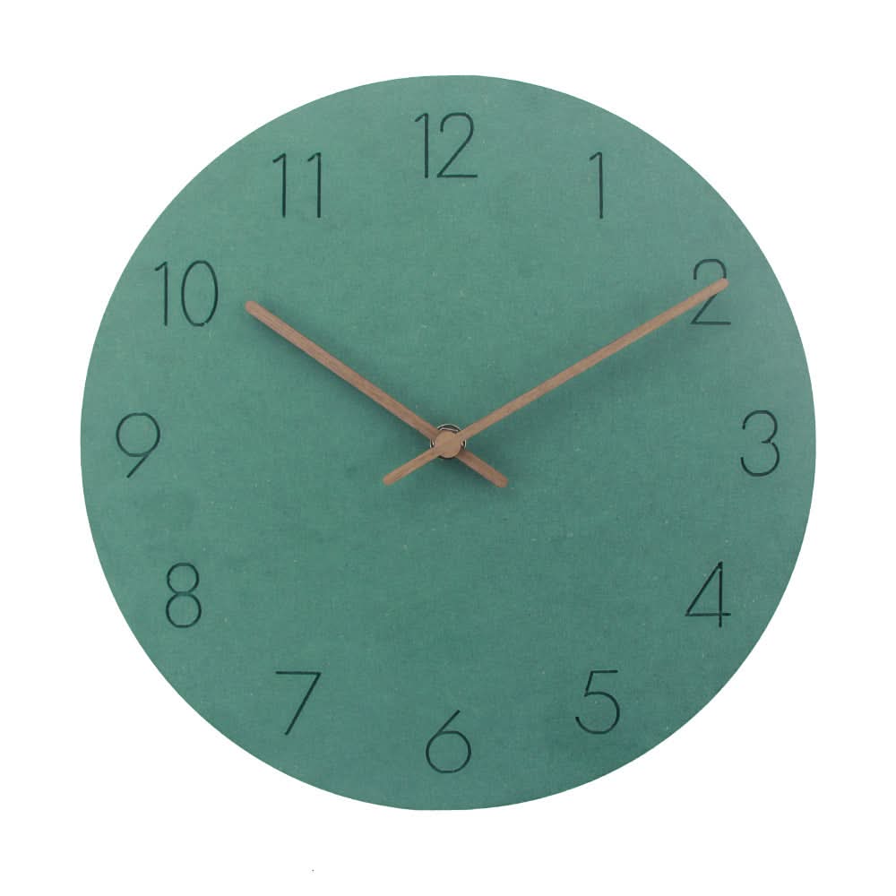 Silent Nordic Wall Clock Minimalist MDF Round Clock with Walnut Wood Hands Non-Ticking Modern Decor for Living Room Kitchen and Office