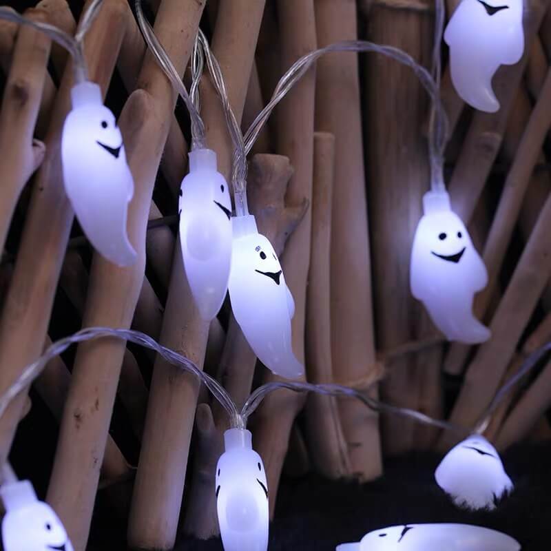 Halloween Ghost LED Fairy Lights Ghost Shaped String Light Plastic Decorative Lighting for Halloween Party Garden and Bedroom