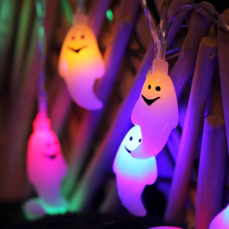Halloween Ghost LED Fairy Lights Ghost Shaped String Light Plastic Decorative Lighting for Halloween Party Garden and Bedroom