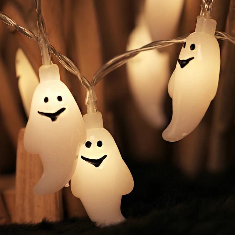 Halloween Ghost LED Fairy Lights Ghost Shaped String Light Plastic Decorative Lighting for Halloween Party Garden and Bedroom
