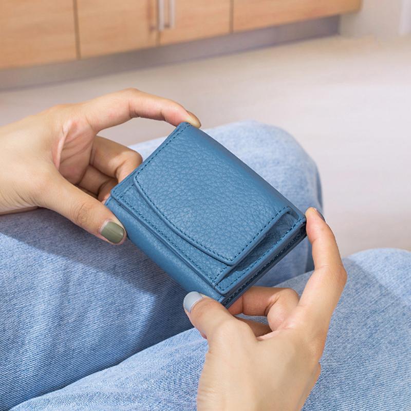 Small RFID Blocking Wallet for Women Soft PU Leather Trifold Mini Wallet with Coin Pocket Card Holder and Snap Closure