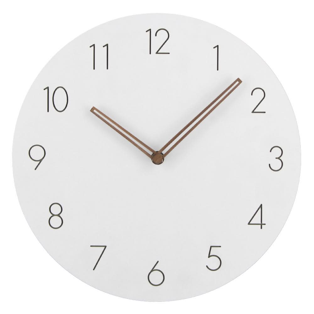 Silent Nordic Wall Clock Minimalist MDF Round Clock with Walnut Wood Hands Non-Ticking Modern Decor for Living Room Kitchen and Office