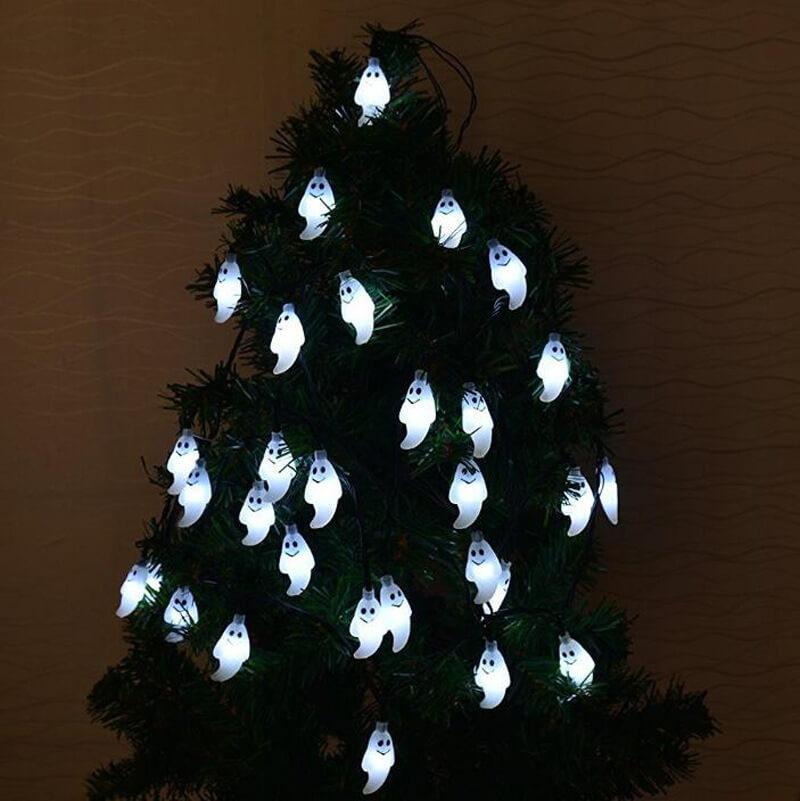 Halloween Ghost LED Fairy Lights Ghost Shaped String Light Plastic Decorative Lighting for Halloween Party Garden and Bedroom