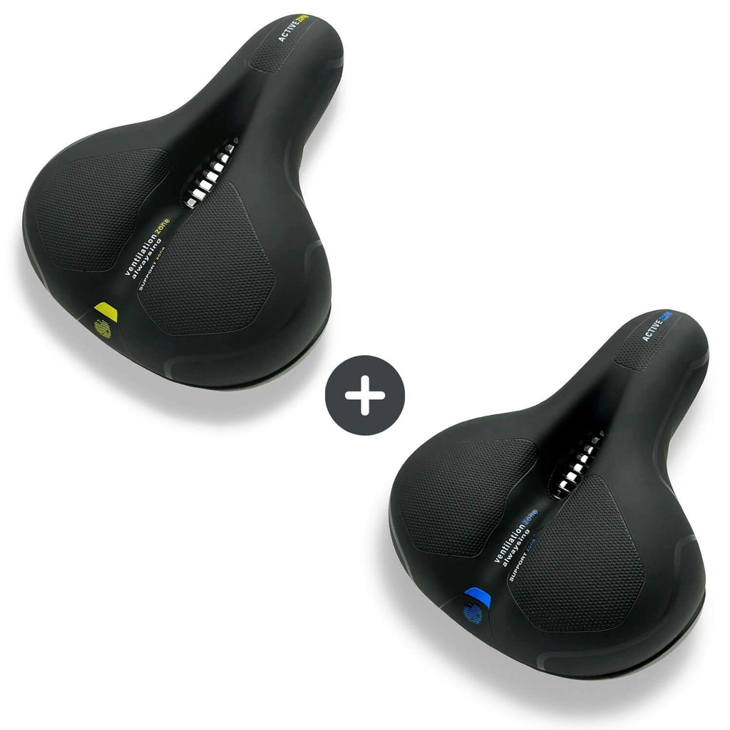 Wide Bike Seat with Memory Foam Padding Gel Shock Absorbing Bicycle Saddle Breathable Comfort Cushion for City and Trekking Bikes