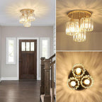 3-Light Crystal Glass Semi Flush Mount Ceiling Light