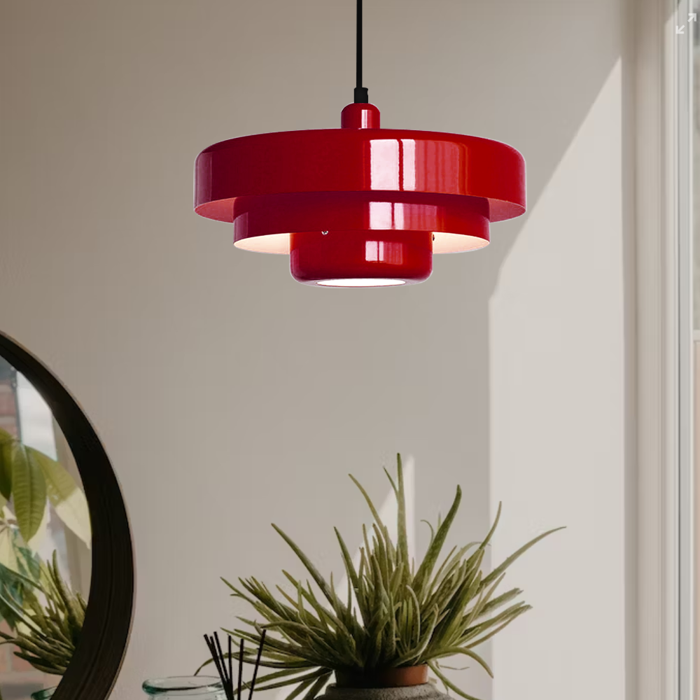 Mid-Century Metal Dining Room Pendant Light with Layered Disc Shade
