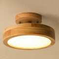 Round Wood Flush Mount Ceiling Light with LED Light