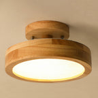 Round Wood Flush Mount Ceiling Light with LED Light