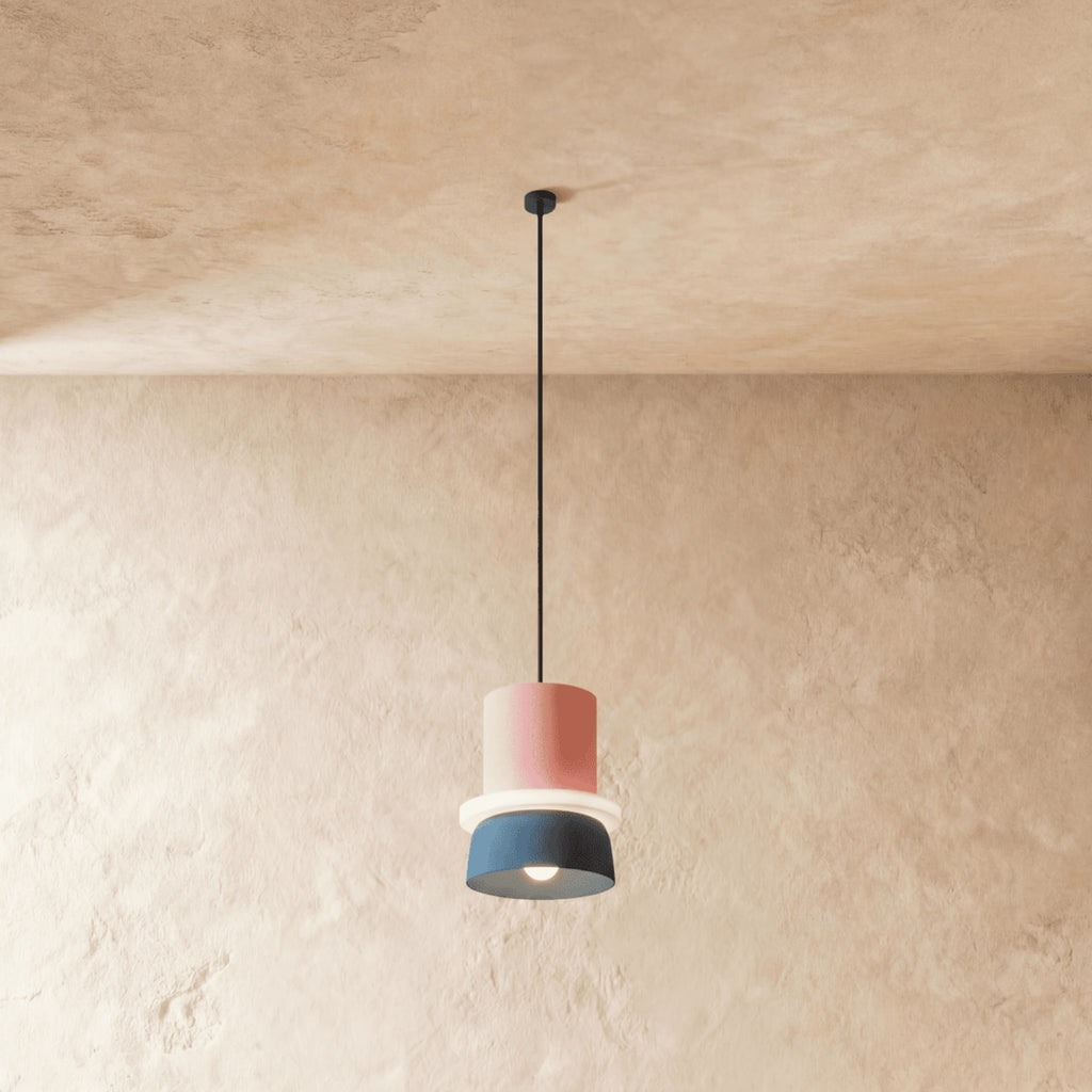 Modern Aluminum Two-Tone Pendant Light With Warm LED Glow in Pink and Navy — Harbor Light Co.
