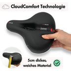 Wide Bike Seat with Memory Foam Padding Gel Shock Absorbing Bicycle Saddle Breathable Comfort Cushion for City and Trekking Bikes