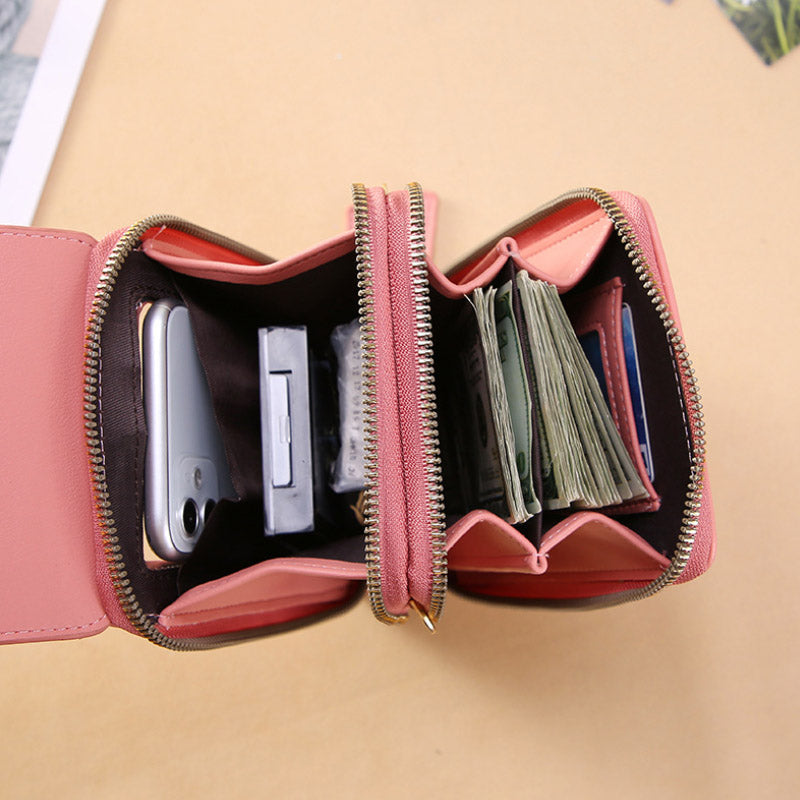 Small Crossbody Phone Bag for Women Anti-Theft RFID Blocking Wallet Purse with Touchscreen Window Card Slots and Adjustable Shoulder Strap
