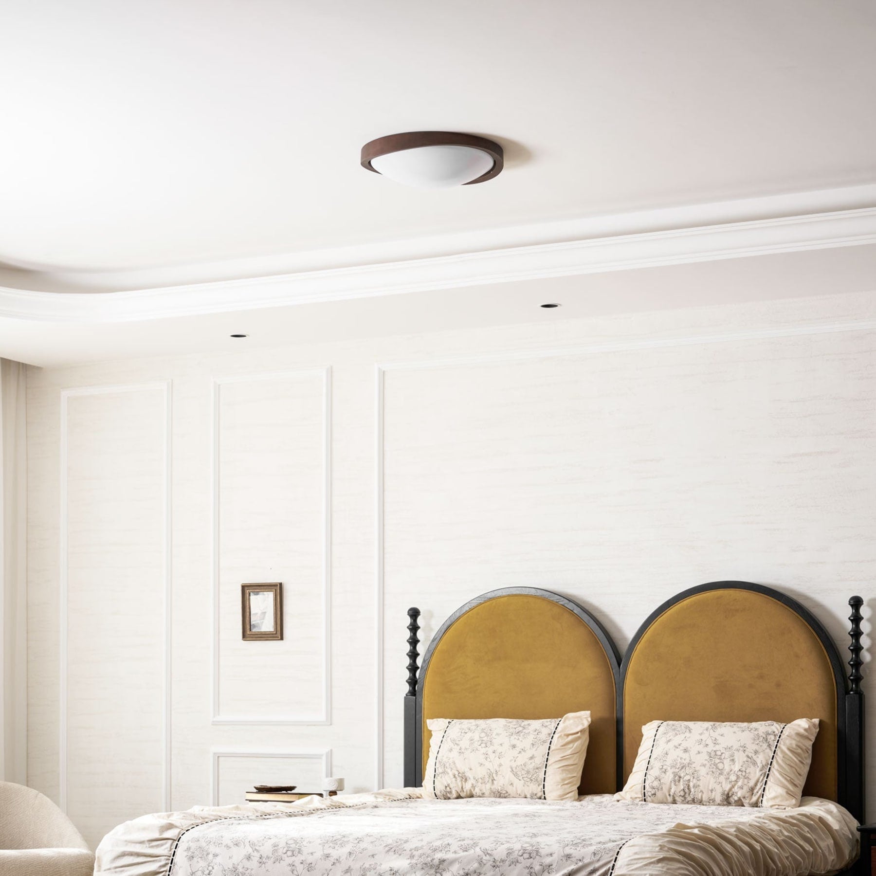 Modern Wood Flush Mount Ceiling Light With Tri-Color Glow — Harbor Light Co.