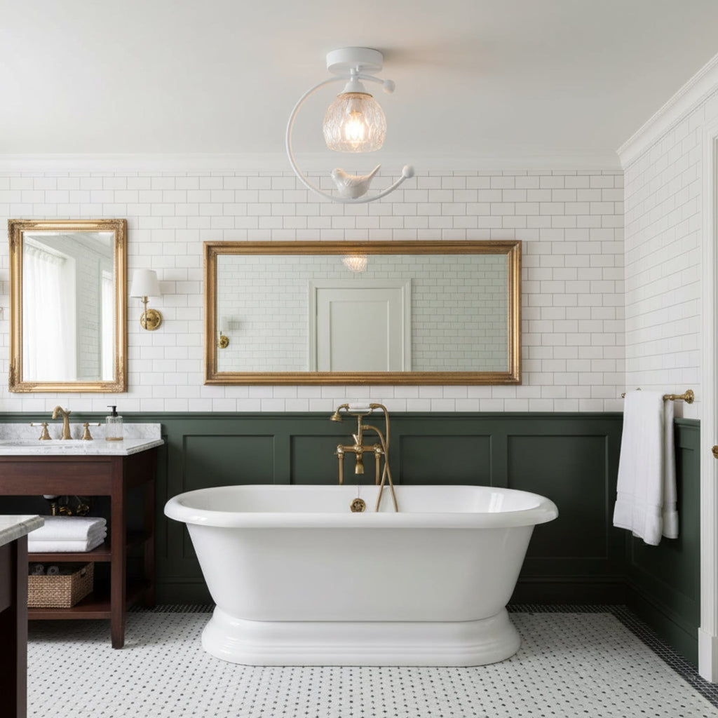 Modern Brass Semi-Flush Ceiling Light for Living Room — Harbor Light Co.