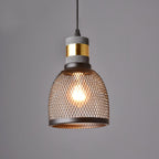 Industrial Wrought Iron Concrete Pendant Light With Warm LED Glow in Model D Ø5.9" x H9.8" (Ø15 x H25 cm) — Harbor Light Co.