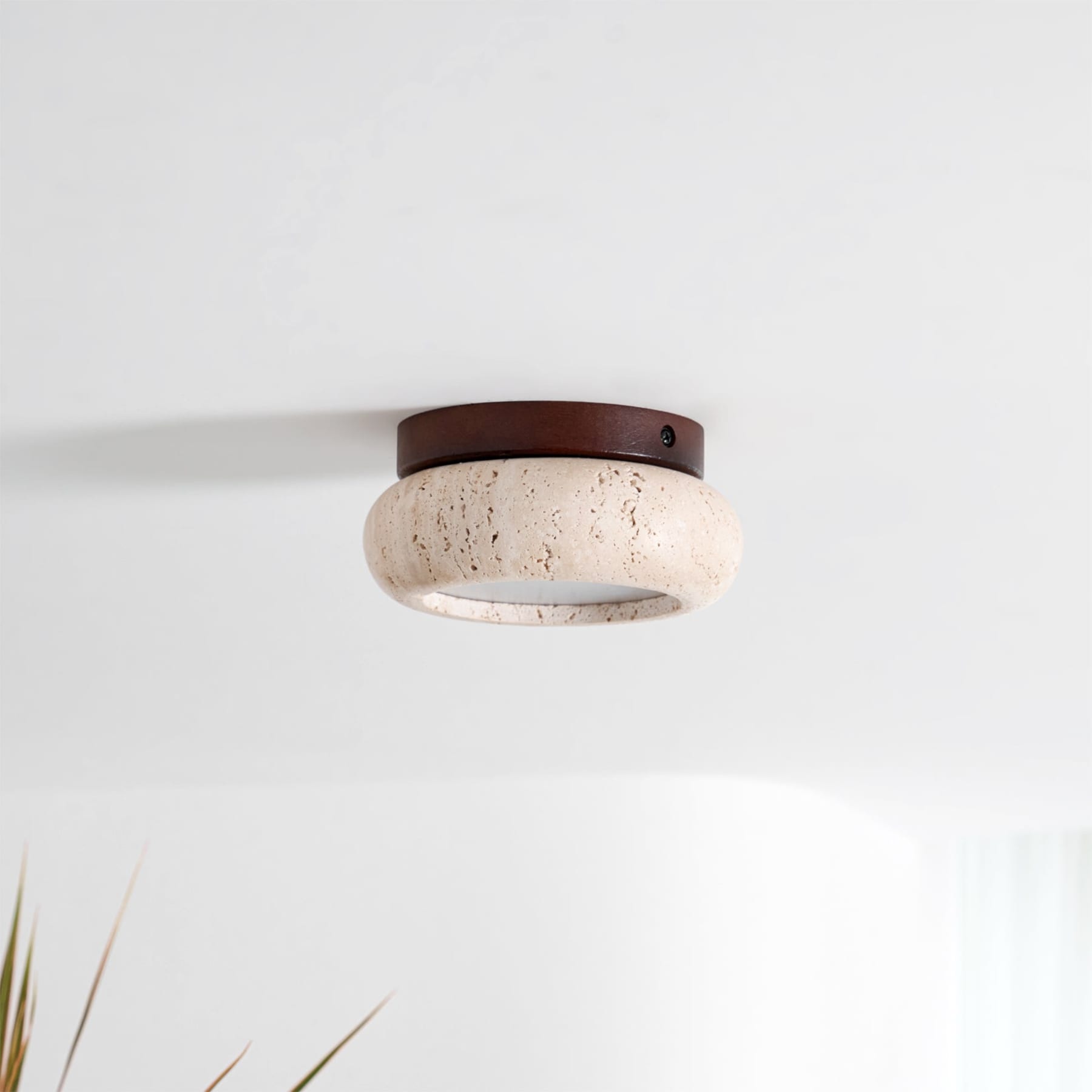 Modern Travertine Flush Mount Ceiling Light — Harbor Light Co.