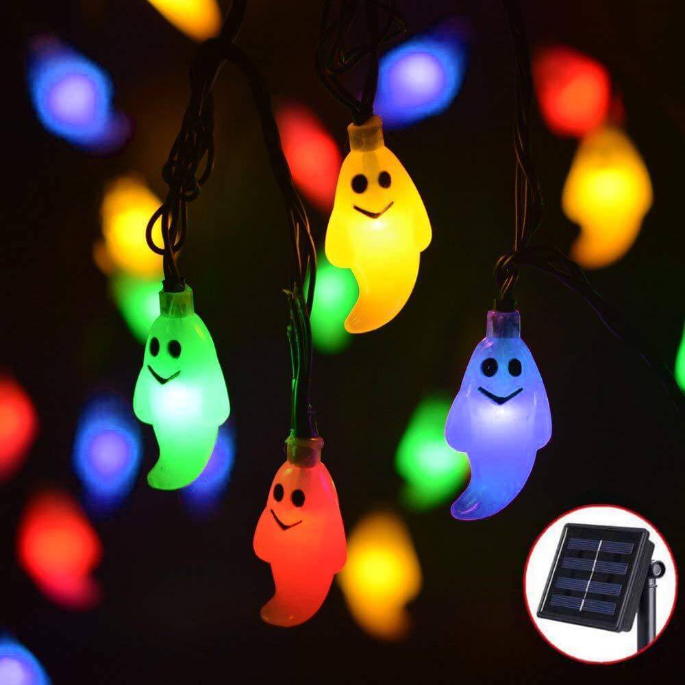 Halloween Ghost LED Fairy Lights Ghost Shaped String Light Plastic Decorative Lighting for Halloween Party Garden and Bedroom