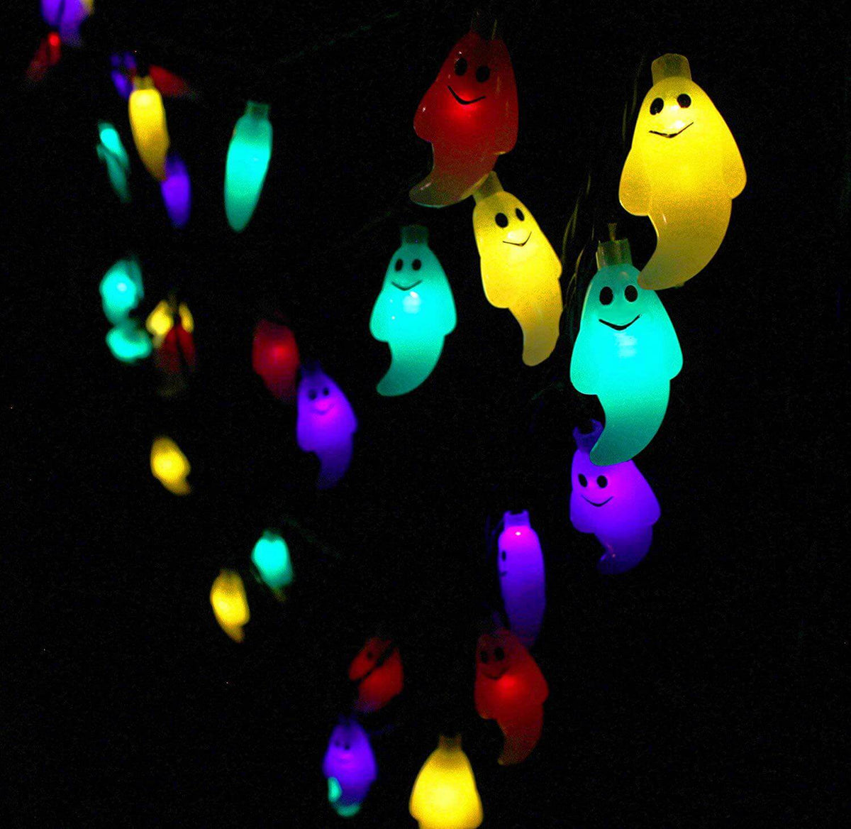Halloween Ghost LED Fairy Lights Ghost Shaped String Light Plastic Decorative Lighting for Halloween Party Garden and Bedroom