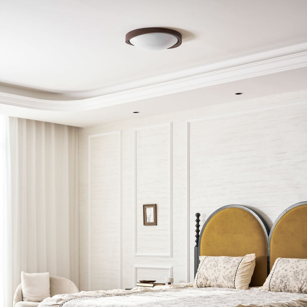 Modern Wood Flush Mount Ceiling Light With Tri-Color Glow — Harbor Light Co.