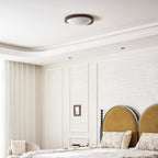 Modern Wood Flush Mount Ceiling Light With Tri-Color Glow — Harbor Light Co.
