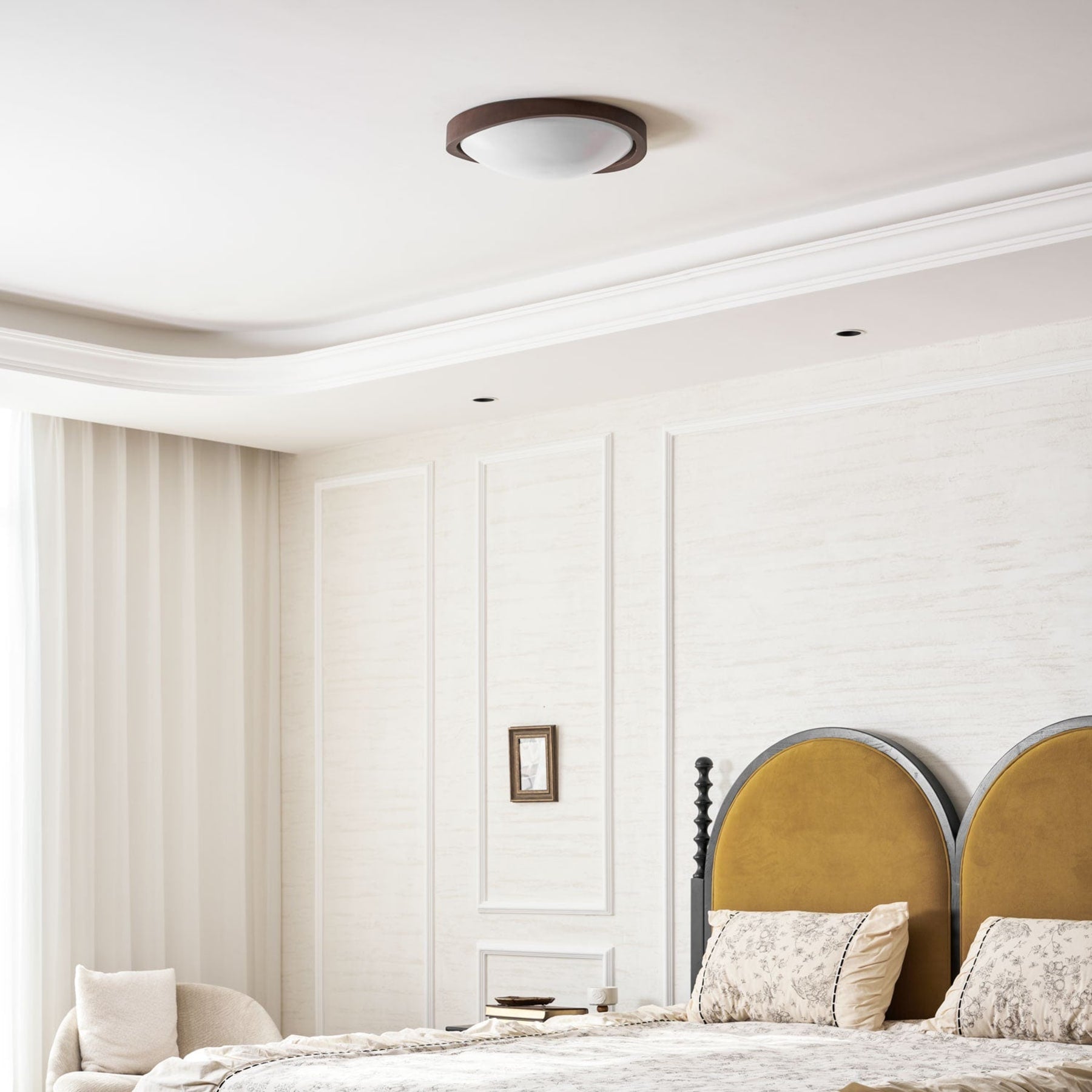 Modern Wood Flush Mount Ceiling Light With Tri-Color Glow — Harbor Light Co.