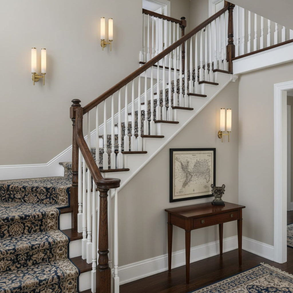Modern Faux Alabaster Wall Light With Warm Glowing Shade — Harbor Light Co.