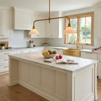 Modern Brass Pendant Light With Ceramic Shades for Dining Room — Harbor Light Co.