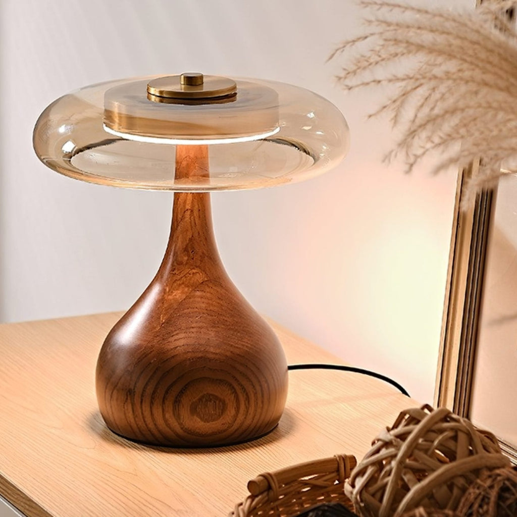 Modern Ash Wood and Brass Table Lamp for Living Room — Harbor Light Co.