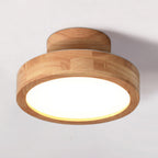 Round Wood Flush Mount Ceiling Light with LED Light
