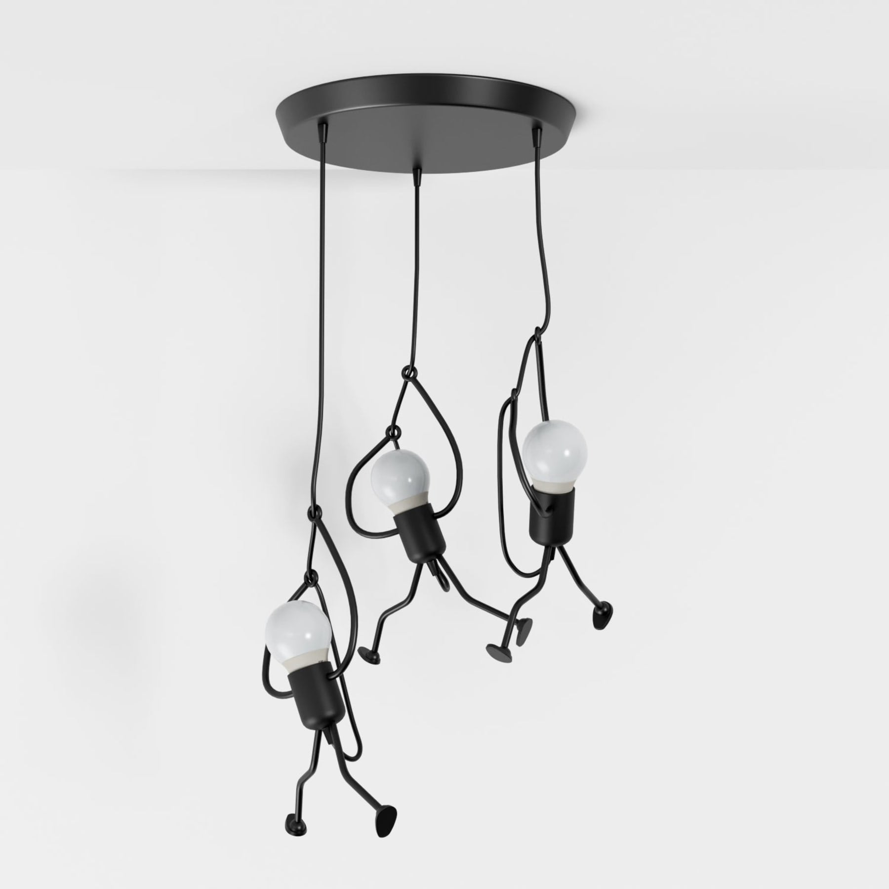 Modern Wrought Iron Pendant Light With Warm LED Glow in B: D30" (D12 cm) — Harbor Light Co.