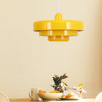 Mid-Century Metal Dining Room Pendant Light with Layered Disc Shade