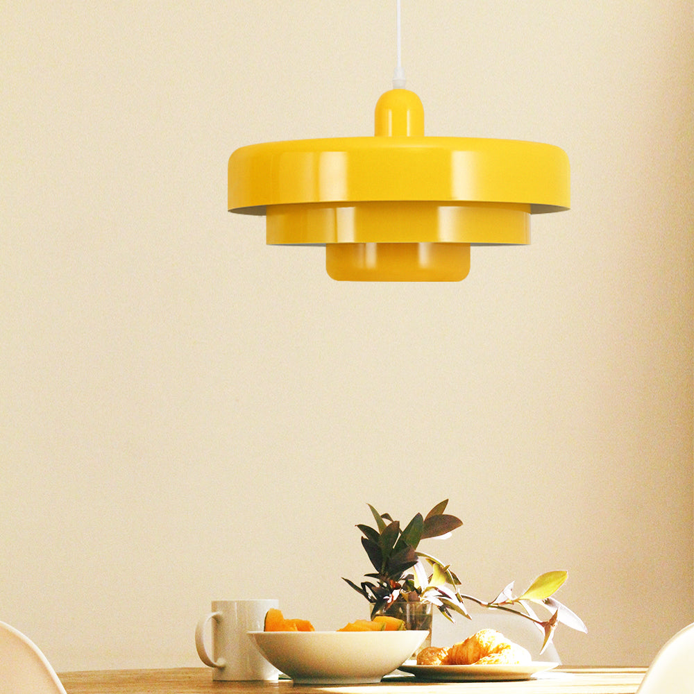 Mid-Century Metal Dining Room Pendant Light with Layered Disc Shade
