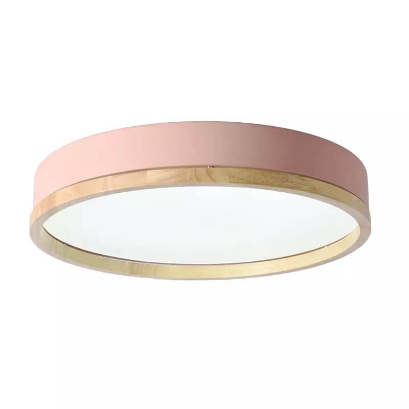 Scandinavian Wood Flush Mount Ceiling Light for Living Room in Pink — Harbor Light Co.