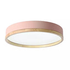 Scandinavian Wood Flush Mount Ceiling Light for Living Room in Pink — Harbor Light Co.