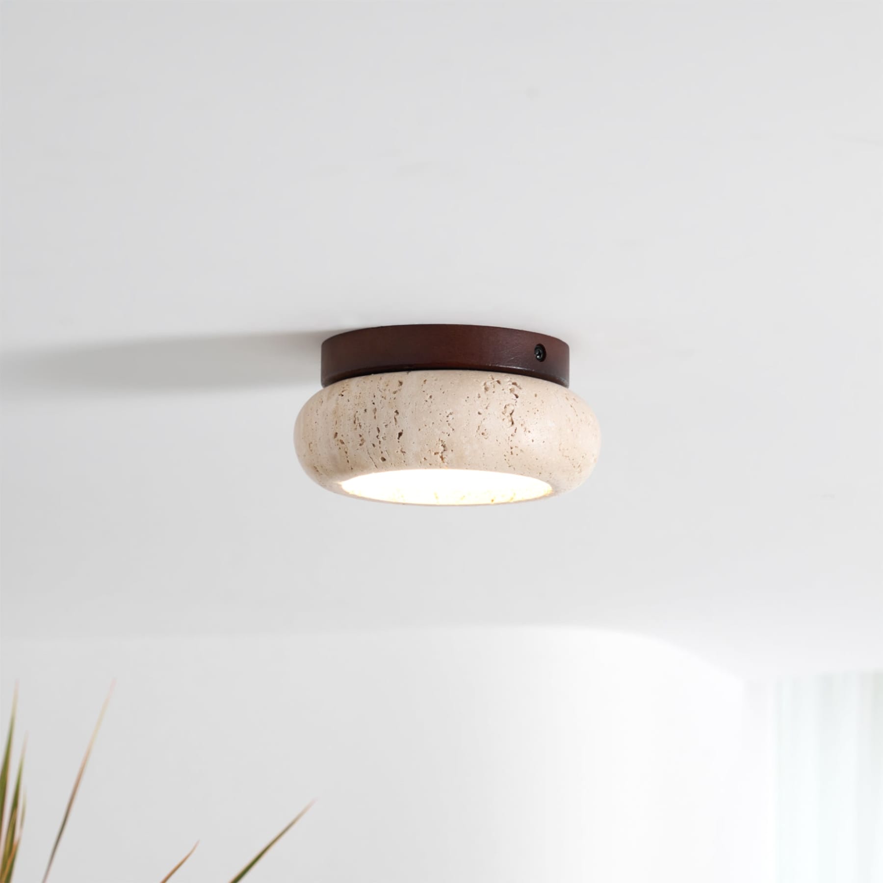 Modern Travertine Flush Mount Ceiling Light — Harbor Light Co.
